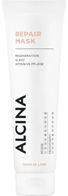 Produktbild von ALCINA Repair-Mask, 250 ml, beschädigtes Haar, Nährend, Glanz, Verstärkung, Tube, AQUA, CETYL ALCOHOL, BEHENTRIMONIUM CHLORIDE, PANTHENOL, VITIS VINIFERA SEED OIL, CETEARYL..., Nach der Haarwäsche eine walnussgroße Portion in den feuchten Haarlängen und -spitzen...