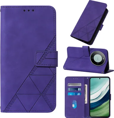 Produktbild von Hülle für Huawei Mate 60 Prägung Flip Leder Kartenfächer Schutzhülle mit Ständer Lila