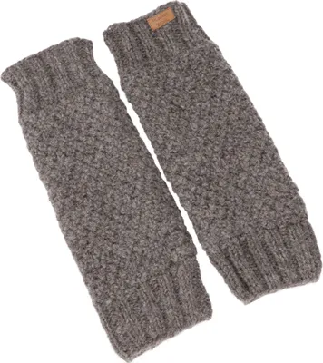 Produktbild von Wollstulpen mit Perlmuster, Strickstulpen aus Nepal, Beinstulpen - Grau, Uni, Wolle, 37*12 cm, Socken & Beinstulpen