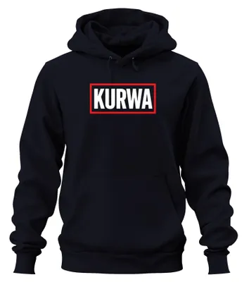 Produktbild von KURWA polnischer Spruch frech lustig Geschenk Party Hoodie Kapuzenpullover, Navy, M