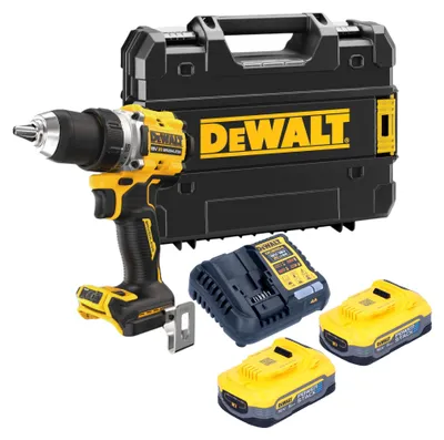 Zdjęcie produktu dla Akumulatorowa wiertarko-wkrętarka DeWalt DCD 800 H2T 18 V 90 Nm bezszczotkowa + 2x akumulator Powerstack 5,0 Ah + ładowarka + TSTAK