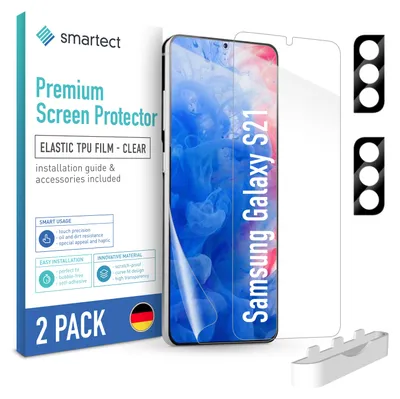 Produktbild von 2x TPU Schutzfolie Klar für Samsung Galaxy S21 + 2x Kameraschutz Panzerfolie