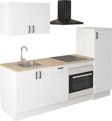 Produktbild von Dmora Küchenzeile Picenze Weiß 6 Regale, eine Schublade, Modulare