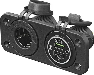 Productafbeelding van Inbouwset: 12V stopcontact + USB-sneloplader type A + C, 2-voudig, 3A