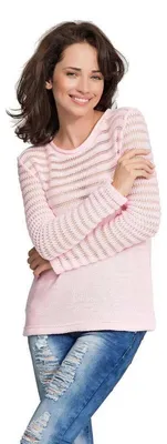 Produktbild von Damen Pullover Strickpullover Pulli Rundhals; Puderrosa S/M 36/38