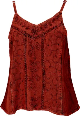 Produktbild von Besticktes Top Boho Chic, Lockeres Sommertop - Rot, Damen, Viskose, Tops & T-Shirts