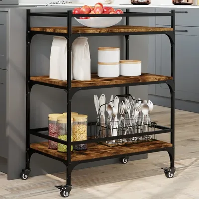 Produktbild von Küchenwagen Räuchereiche 65x40x86,5 cm Holzwerkstoff - Servierwagen 842398