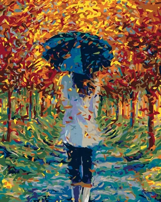 Image de Zuty - Peinture au diamant - DANS LE PARC SOUS UN PARAPLUIE, 40 x 50 cm, sans cadre et sans tension de la toile