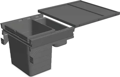 Produktbild von Ninka Mülltrennsystem Set eins2fünf - Einbaumülleimer 1 Fach mit Ablageschale für KB 500/NL 400, grau