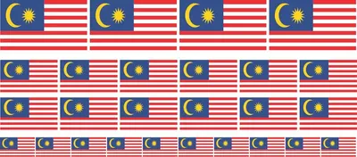Produktbild von Mini Aufkleber Set - Pack glatt - 4x 51x31mm+ 12x 33x20mm + 10x 20x12mm- selbstklebender Sticker - Malaysia - Flagge / Banner / Standarte fürs Auto, Büro, zu Hause und die Schule - Set of 26