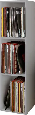 Immagine prodotto di Mensola dischi in legno | Stand con 3 scomparti per 100 record | Dimensioni: H. 107 x W. 34 x D. 30 cm - Platto