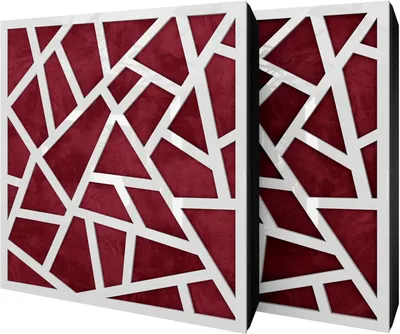 Immagine prodotto di Set di 4 pannelli acustici SKYROSS in velluto, 50x50x5 cm, bianco/bordeaux