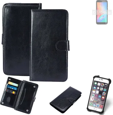 Produktbild von K-S-Trade 360° Hülle kompatibel mit Gigaset GS3 schwarz Kunstleder Case BookCase WalletCase Kunstlederederhülle Handyhülle, Rundumschutz Bumper