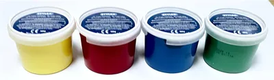 Produktbild von 4 Fingermalfarben / Fingerfarben Set / 4x 100ml rot, blau, gelb, grün