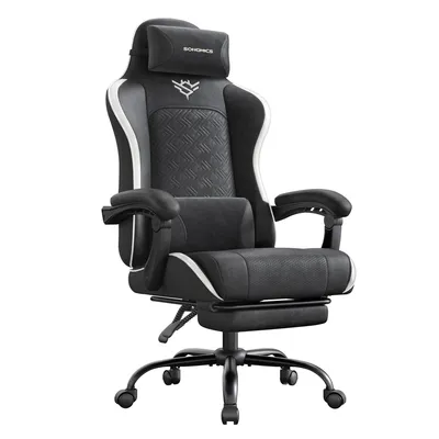 Obrázek produktu pro Herní židle SONGMICS, ergonomická kancelářská židle s podnožkou, nosnost až 150 kg, 70 x 70 x 123,5–133 cm, černá