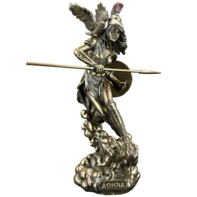 Image de Déesse Athéna avec lance DECORATION Sculpture en bronze peinte à la main Déesse grecque de la sagesse & de la guerre Noble décoration & idée cadeau WU77419A4