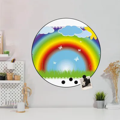 Produktbild von Design Stahlmagnettafel Schwarz Rund 47cm Regenbogen