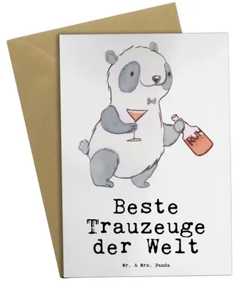 Produktbild von Mr. & Mrs. Panda Glückwunschkarte Panda Bester Trauzeuge der Welt - Weiß - Geschenk, Kirche, Grußkarten, Dankeschön, Hochzeit, einladungskarten, dankeskarten, Danke