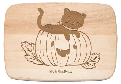 Produktbild von Mr. & Mrs. Panda Frühstücksbrett Schwarze Katze - Transparent - Geschenk, brotzeitbrettchen, Frühstücksbrettchen, Dekoration, vesperbrett, Schneidebrett, Holzbrett