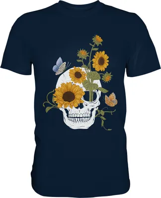 Produktbild von Schmetterling Totenkopf Sonnenblumen T-Shirt Gärtner Geschenk – Navy / XL