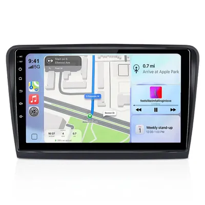 Immagine prodotto di Autoradio Android 15 CarPlay per Škoda Superb II (2008–2013), display da 10 pollici, 2 GB di RAM + 64 GB di memoria, navigatore GPS quad-core, Wi-Fi, Bluetooth, controllo comandi al volante (SWC), FM, RDS, DSP, sensori di parcheggio (PDC)