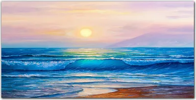 Produktbild von Coloray - Bild aus Glas - Glasbilder - 100 x 50 cm - Wanddekoration Küche Glasblock mit Bild Dekoration Wohnzimmer Gehärtetes Glas -  Sonne Wellen Himmel