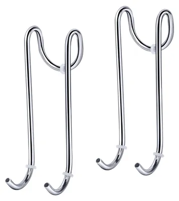 Image de Crochets de douche, lot de 2, pour parois de douche en verre, sans perçage, support pour raclette de douche, serviettes, balle de bain avec protection en caoutchouc