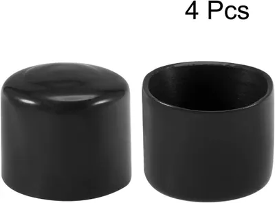 Produktbild von 4 Stück Gummi-Endkappen mit 42 mm Innendurchmesser, runde Schutzkappen in Schwarz