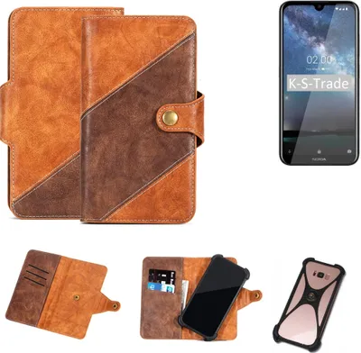 Produktbild von K-S-Trade Handyhülle Schutzhülle Bookstyle Case Wallet-Case kompatibel mit Nokia 2.2 (2019) Cover Klapphülle Kantenschutz Smartphone dunkelbraun