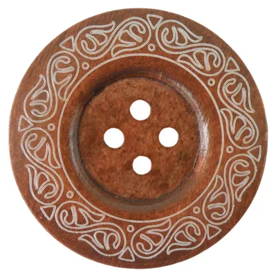 5 XL Holzknöpfe Kaffee 6 cm Motiv Tribal