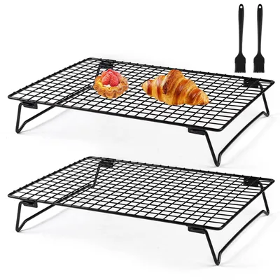 Stapelbare Kühlgitter 2er-Set, 34×24×6 cm, klappbar, schwarz