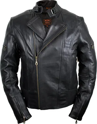 Produktbild von Herren Motorrad Lederjacke Biker Chopper Rocker Jacke mit Protektoren Retro (XL)