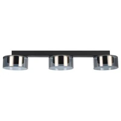 Produktbild von MasterLED Deckenleuchte 3-flammig GX53 Schwarz mit Rauchglas Glossy 58 cm