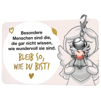 Produktbild von FABACH Beste Freundin Schutzengel Schlüsselanhänger mit Herz und Karte - Engel Glücksbringer mit Kärtchen - Geschenk für Freundinnen oder Kollegin