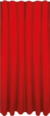 A red curtain hanging vertically.