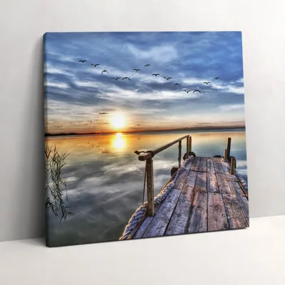 Produktbild von Lake sunset – Leinwandbild Wandbild – 60x60 cm – Leinwandbilder – Wandbilder – Schlafzimmer – Flur