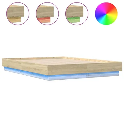 Zdjęcie produktu dla Rama łóżka z oświetleniem LED, dąb sonoma, 135x190 cm