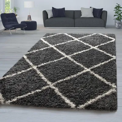 Produktbild von TT Home Wohnzimmer Hochflor Teppich Shaggy Modernes Rauten Design In Skandi Optik Größe 240x340 cm