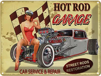 Produktbild von vianmo Blechschild 30x40 cm Hoit Rod Garage Service Auto Werkstatt