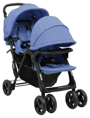 Zdjęcie produktu dla Wózek tandem – wózek dla bliźniąt – wózek dwójny – wózek dwuosobowy – wózek dla dwójki dzieci – stal i len