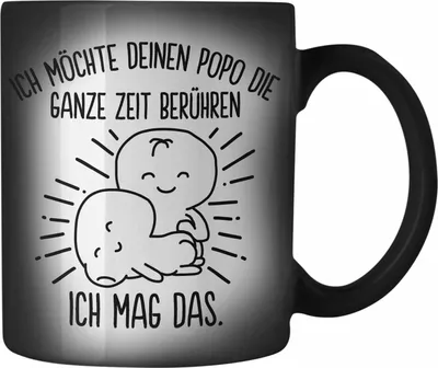 Produktbild von Trendation - Farbwechsel Zauber-Tasse für Freundin Lustig Geschenk Valentinstagidee Paare Karabiner Farbwechsel Zauber-Tasse Edelstahl Spruch Liebe Mann Popo Anfassen (Schwarz)
