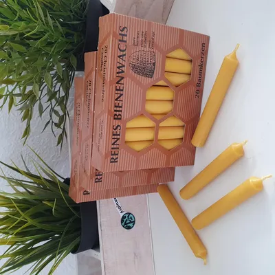 Produktbild von Christbaumkerzen 60er Set 10 cm aus Bienenwachs Vorratspackung mit Baumwolldocht ohne Zusätze