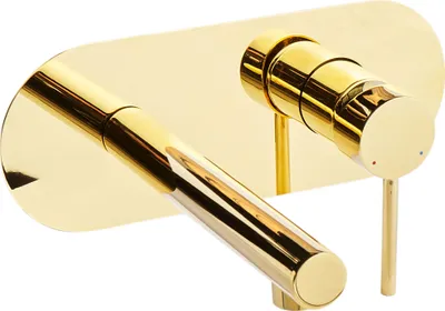 Produktbild von BELIANI Wandarmatur für Waschbecken gold Messing 3 Löcher Einhebelmischer