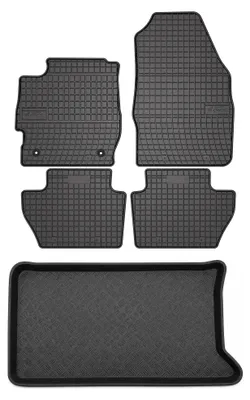 Zdjęcie produktu dla Dywaniki gumowe + mata bagażnika do Ford Ka+ 2014- (standardowy bagażnik) – czarne, dopasowane – Wielganizator SolidPRO
