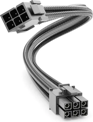 Produktbild von deleyCON 6 Pin PCI Express GPU Grafikkarte Strom Kabel Intern 30 cm - 18 AWG PSU PC Computer Netzteil Nylon Stromkabel Stromversorgung Stecker auf Buchse - Schwarz Grau