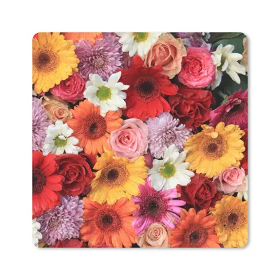 Produktbild von MuchoWow® Mauspad Mousepad Blumen - Farben - Gerbera - Rosen 20x20 cm - Mousepads - Maus Mat - Pad - Mausunterlage - Desk Mat - Bureauartikeln
