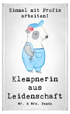 Produktbild von Mr. & Mrs. Panda Handtuch Klempnerin Leidenschaft - Weiß - Geschenk, Mini-Handtuch, Handwerkerin, Spruch, Frotteetuch, Gäste-WC, Witzig, frottee gästehandtuch, Klein