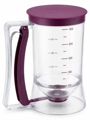 Produktbild von Pfannkuchen Teig Portionierer, 900ml Teigspender mit Anti-Tropf Ventil, ideal für Pancakes, Waffeln, Muffins und Cupcakes, BPA-frei