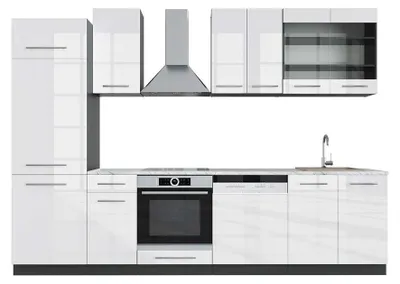 Produktbild von Küchenzeile Vicco Fame-Line Weiß Hochglanz/Anthrazit 300 cm , AP Marmor, Model 42735