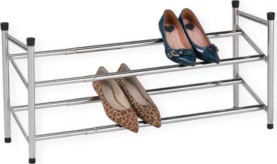 Produktbild von Schuhregal Schuhablage Schuhständer LENNART, mit 2 Böden edel verchromt ausziehbar